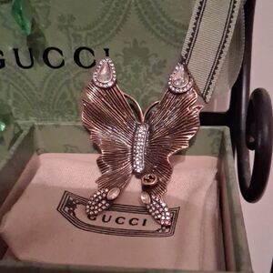 Gucci Gold and Silver Butterfly Brooch